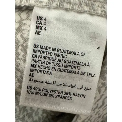 Alfani Pants Women 4 Grey White Printed Pull On Raw Hem Stretch