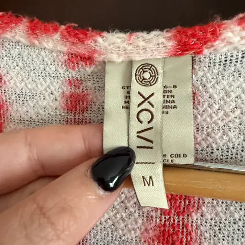 XCVI | Red and White Tie Dye Slub Knit Long Line Sweater | Medium