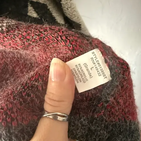 Staccato Women's Houndstooth Waterfall Cardigan Sweater Size L Western Aztec