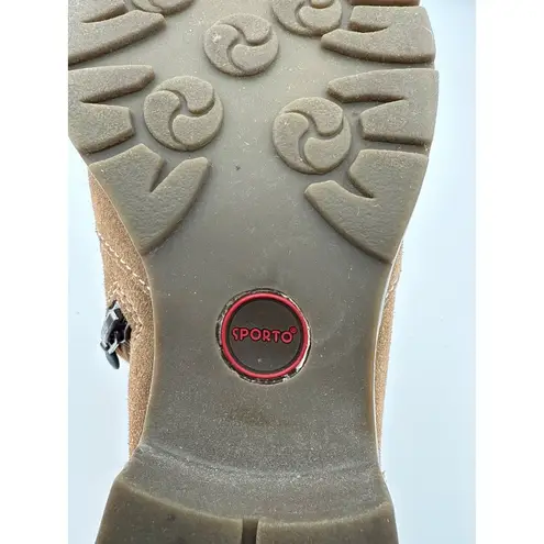 Sporto Womens Brown Ankle Boots Size 7.5M Suede Faux Fur Lined With Zipper Closu