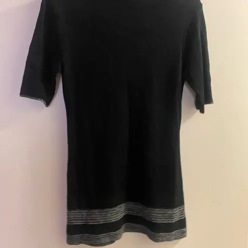 Chelsey Womens Short Sleeve Black Cowl Neck Sweater S Small 34” Gray Accents