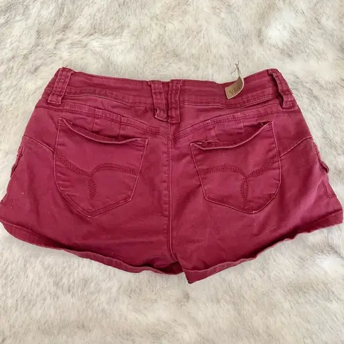 Ymi Wanna Betta Butt Maroon Burgundy Twill Butt Lift Short Shorts Size 7