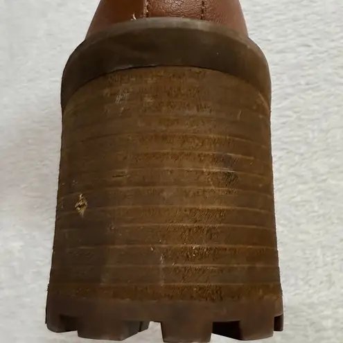 Zodiac 10M Julia Brown Leather Wedge Lug Ankle Platform Boot Zip Comfort Suede Size 10