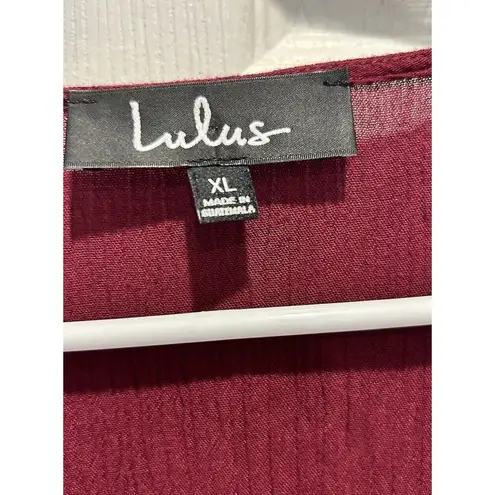 Lulus  Heart Of Marigold Burgundy Wrap Maxi Dress Short Sleeve Size XL Maroon