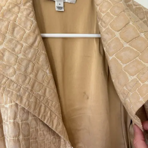 St. John Collection  Cream Metallic Crocodile Print Suit Jacket Blazer Button