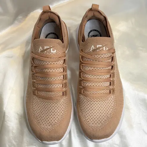 APL Techloom Breeze Sneakers Caramel Warm Silk White Knit Size 8.5 Running Rare