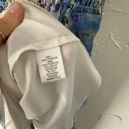 Princess Vera Wang Blue Patchwork Print Dress M Boho Y2K Midi Smocked Backless Blue Size M