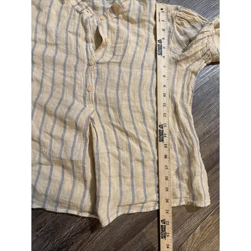 Stark X Striped Small 100% Linen Minimalist Organic Luxury Natural Blouse Small