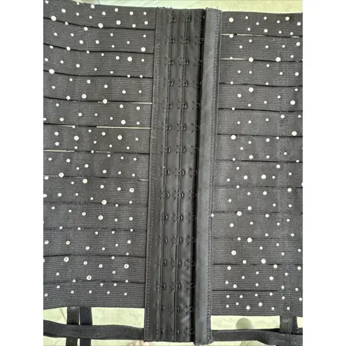 Oh La La Cheri Paris Bandage Skirt Style Black Garter Belt Rhinestone Size S