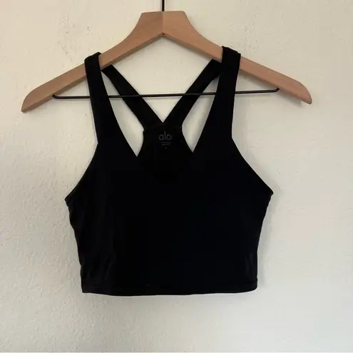 Alo Yoga  Airbrush Real Bra Cropped Tank Top in Black