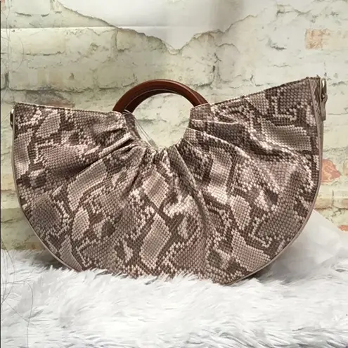 Urban Expression New Urban Expressions Trendy Snake Print Moon Satchel Purse Warm Neutral Tones