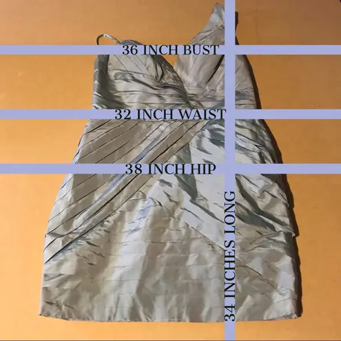 Robert Rodriguez LIGHT BLUE WITH GOLD SHEEN ASYMMETRICAL ONE SHOULDER DRESS (10)