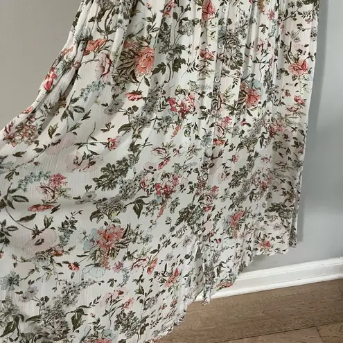 Frye Floral Button Front Midi Dress XXL Boho Cottagecore Tiered Rayon