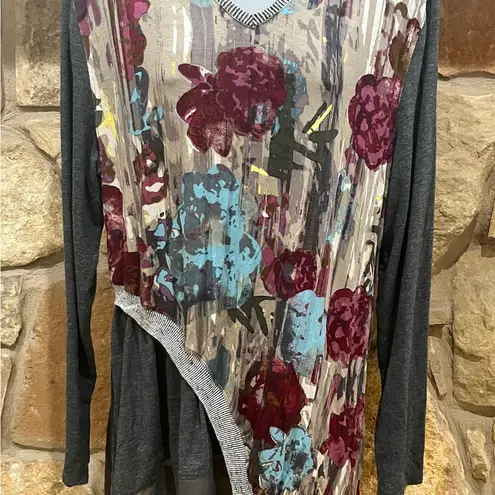 Unique Ali Miles Soft Lightweight Artsy Sweater Floral & Gray Women XL Pullover - Image 15