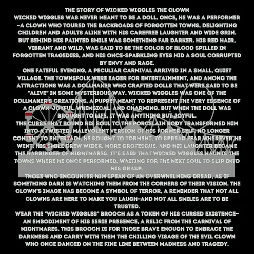 Handmade Gothic "Wicked Wiggles" Unisex Evil Clown Doll Brooch Alternative Dark Edgy