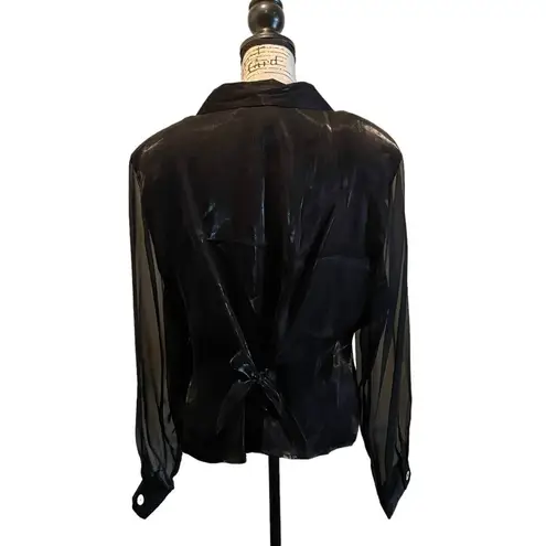 Piacere Chiffon blouse Metallic Black Plus Size 24 Sheer Sleeves Formal elegant