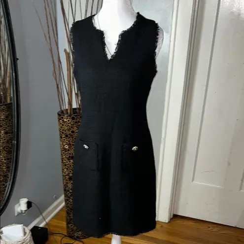 Karl Lagerfeld Black Sleeveless V-Neck Sheath Dress