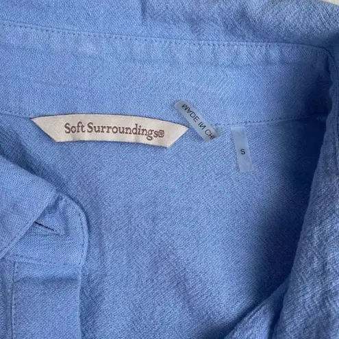 Soft Surroundings Top Women’s Small Oversized Tunic Coastal Beach Lagenlook Blue