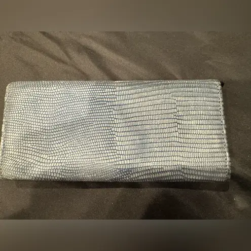 Jimmy Choo Long Wallet Silver Star-Studded with Rhinestones Blue Grey Leather