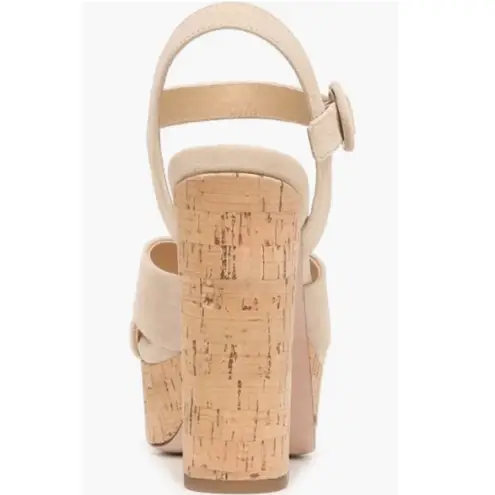 Veronica Beard Lucille Heels Suede Platform Cork Heel Sandals Tan Size 11 New
