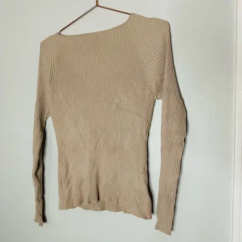 LOUNA Tan Beige Long Sleeves Top Cutout Sweater Size Large