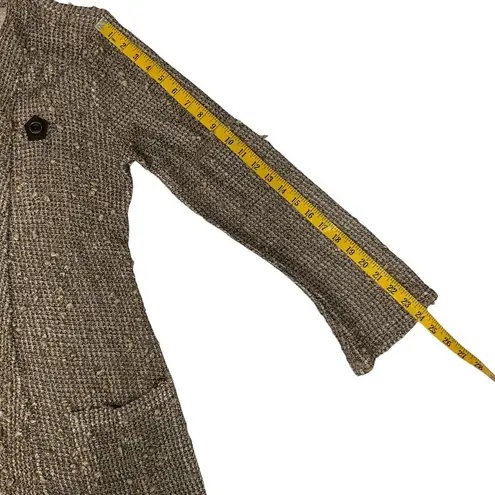 Keren Hart Knitted Long Line Open Cardigan Sweater Size S Taupe Gold Formal