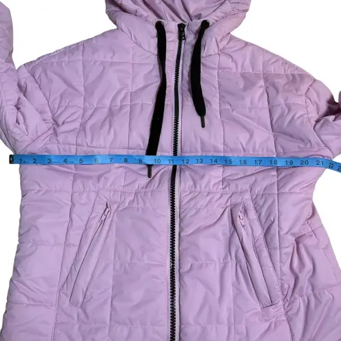 Avec Les Filles Quilted Puffer Jacket Hooded Lavender Purple Zip Front Women's M