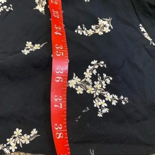 Oysho Floral Printed Sleeveless Button Front Knee Length Dress Black Small Y2K