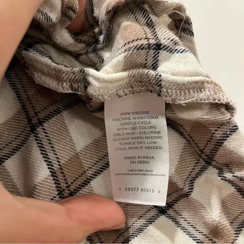 Women’s Dip Plaid Flannel Button Down Top Size M White Size M