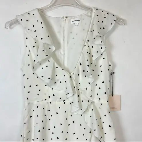 superdown New  Revolve size small White Camile Ruffle Heart Print Mini dress