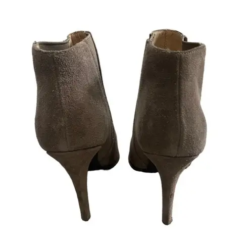 joe's jeans Anthropologie  Taupe Suede Stiletto Ankle Boots‎ Chain Cap Toe Sz 8.5