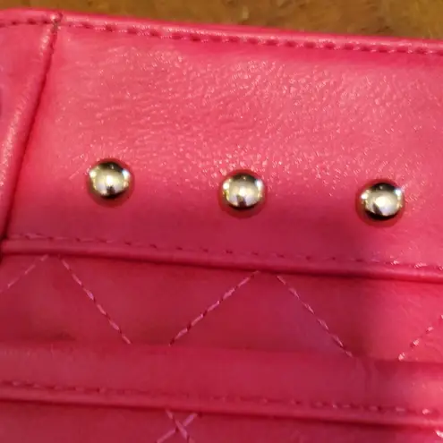 Chic Pink Quilted Shoulder Bag with Gold Studs