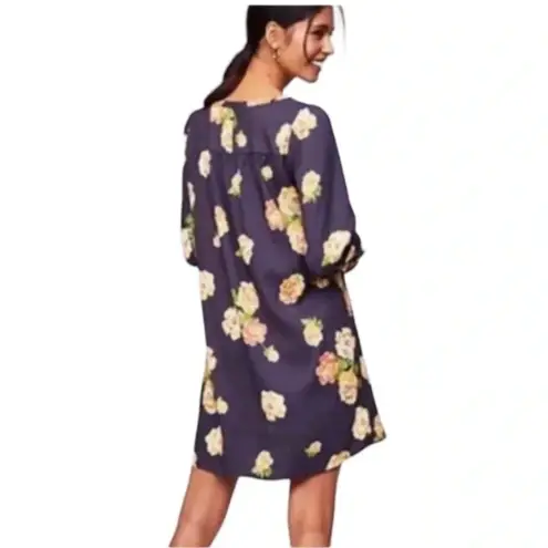 Loft Ann Taylor |  | Smokey Grey Blue Peony Fluid Shift Dress Size XS