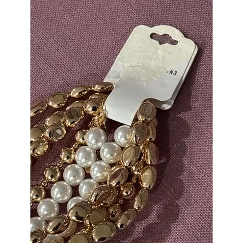 8 Other Reasons Layered Cross Necklace in Gold Womens Collar Beaded Beach