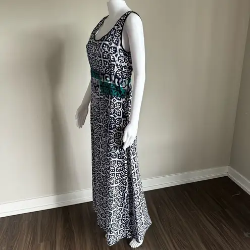 VTG Turquoise & Blue Batik Butterfly Print Maxi Dress