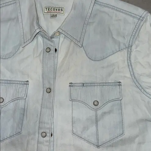 Tecovas Women’s Western Pearl Snap Top Blue Size L