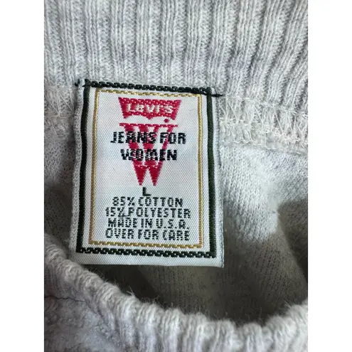 Rare Vintage Levi’s Original Logo Crop Sweatshirt Gray 90s Retro Streetwear Lg