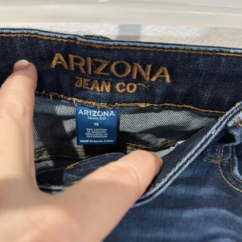Arizona Jeans Arizona Jean Co Denim Shorts Cuffed Dark Wash Stretch Size 15