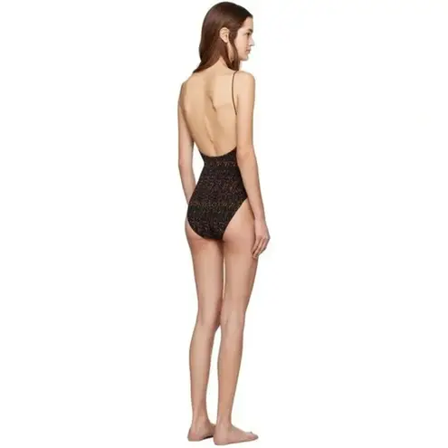 TOTEME One Piece Smocked Swimsuit in Tortoise Size XL Retail $270