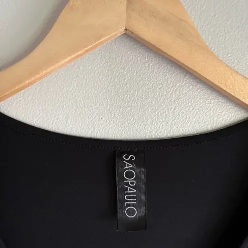 SÃO PAULO Black Sequin Asymmetrical Hem Knit Dress – Scoop Neck – Size 8