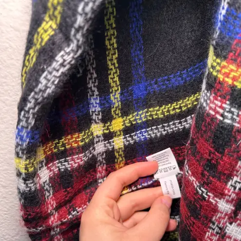 Plaid Blanket Scarf Wrap with Zipper Pocket