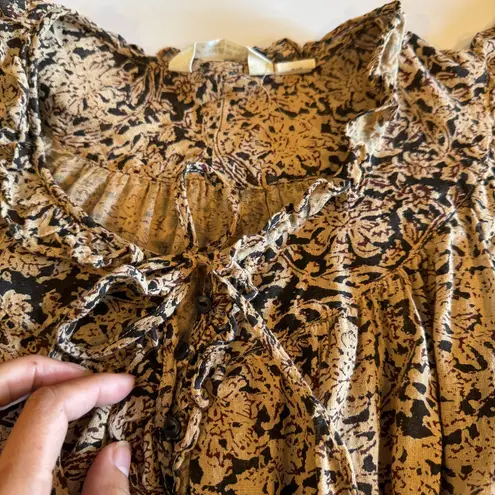 Denim & Supply Ralph Lauren Boho Floral Peasant Blouse XS Ruffle Sleeves Cotton