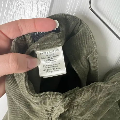 Veronica Beard Cotton Crosbie High Rise Crop Wide Leg Green Corduroy Pants 30