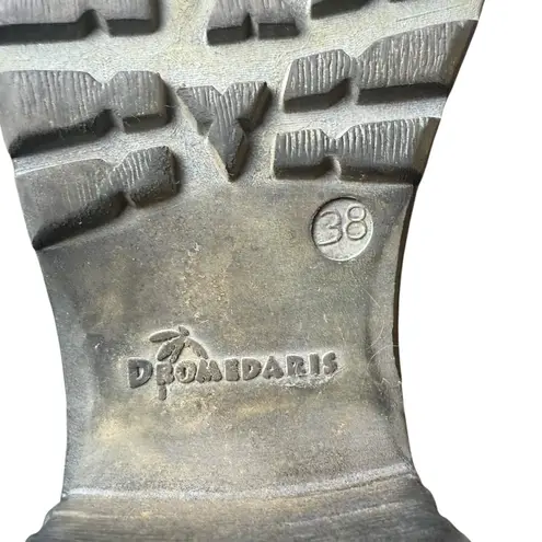 Dromedaris Brown Soft Leather Combat Booties Boots Size EU 38 Lace Up Zip Moto