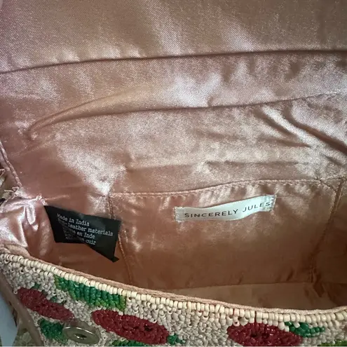 Sincerely Jules Handcrafted Pink Strawberry Beaded Bag