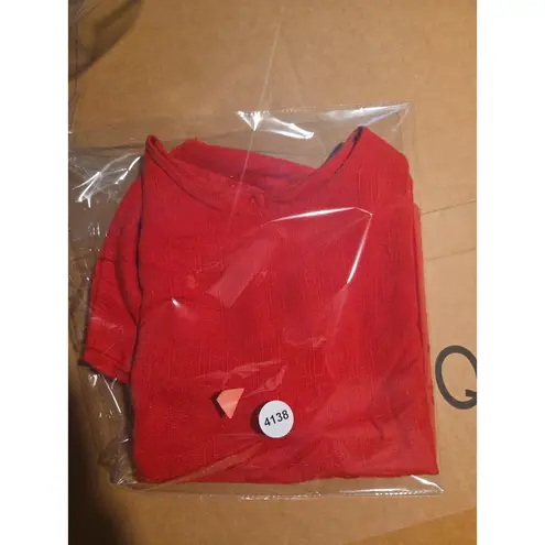 Danielle Nicole Danielle B Women's Medium Red Blouse, Vintage Top, Casual, Flax Rayon Blend