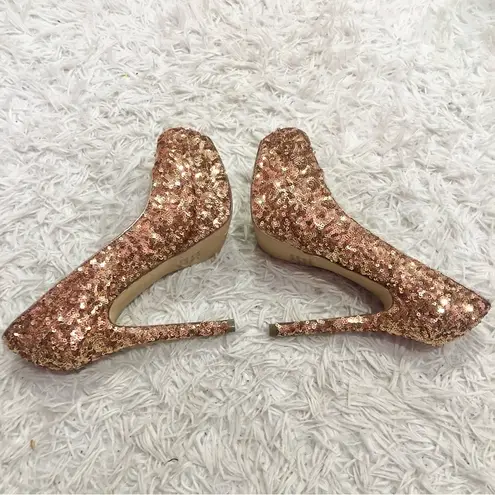 Bakers Sequin Melina Platform Stiletto Pump Heels Bronze Size 9 Gold