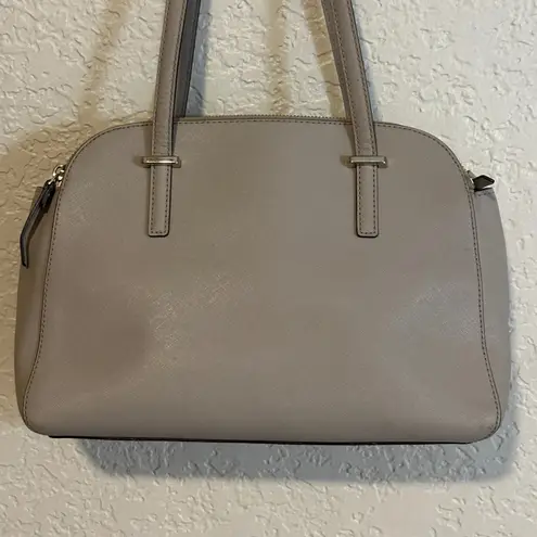 Kate Spade New York Tote Bag Taupe Cow Leather Shoulder Handbag Tan
