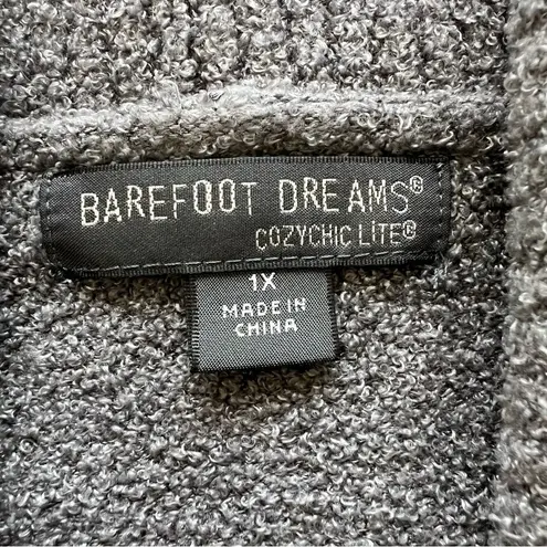 Barefoot Dreams Womens CozyChic Lite CircleCardigan Size 1X Open Front Grey 423
