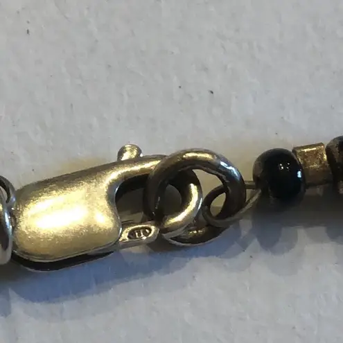 9” Ankle Bracelets Lot of 3 Black Red Yellow, Blue & Jasper Stone 925 Clasp